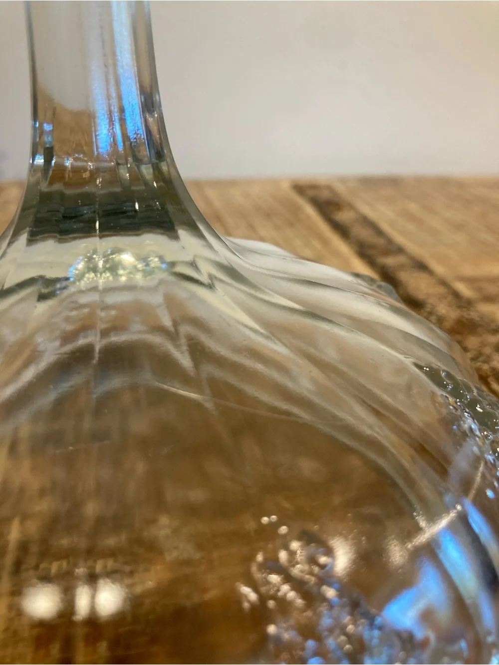 Clear Pressed Glass Compote Serving Bowl with Grape Motif 6” Tall